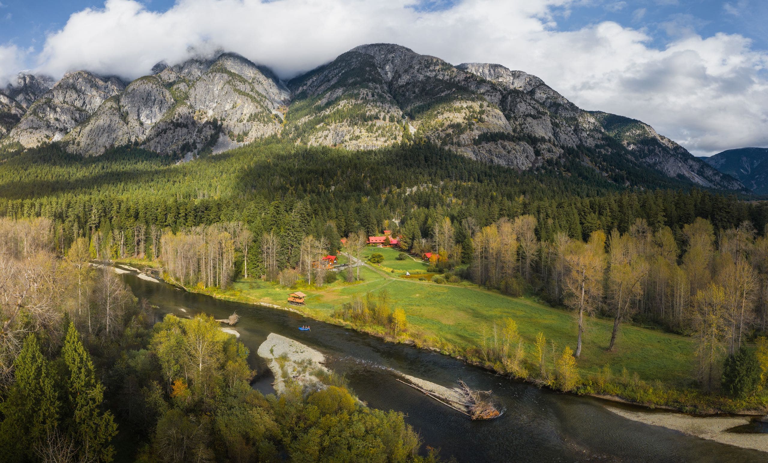 Aerial of the Tweedsmuir Park Lodge