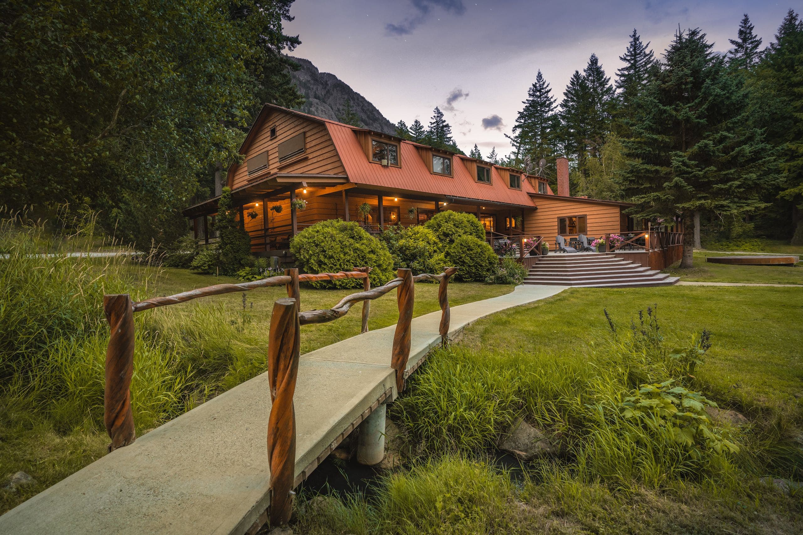 a bridge to the main lodge